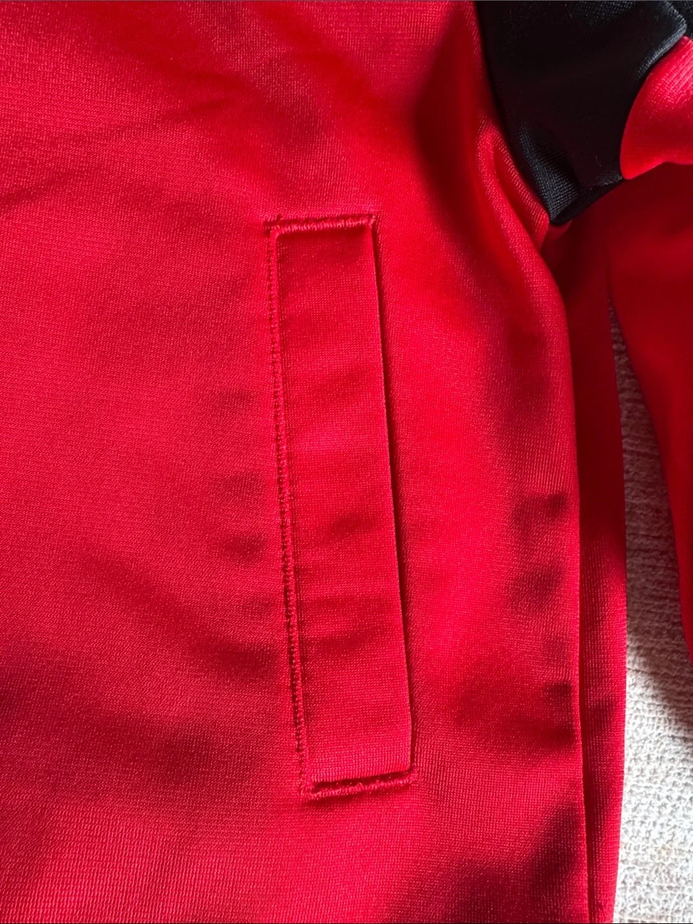 adidas Red Kids Tracksuit with Black Stripes and Accents size 18M